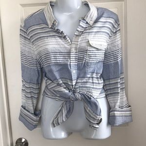 True religion striped button down shirt